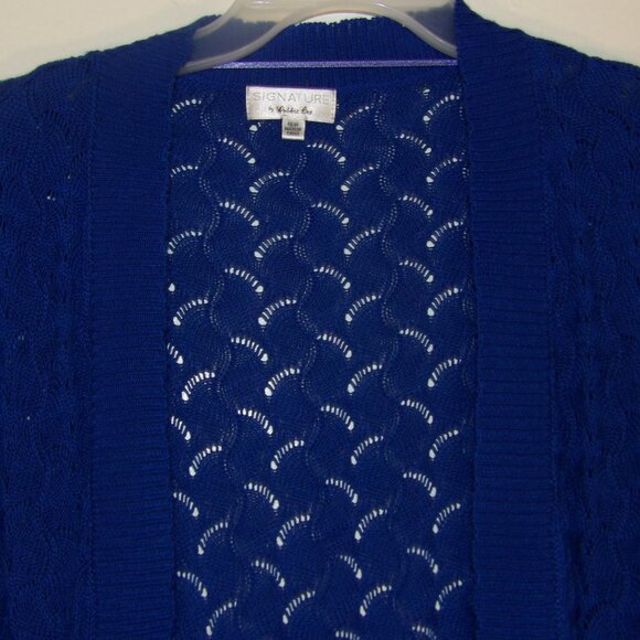 Signature By Robbie Bee Short Sleeve Laser Cut Open Cardigan Sz 16W - Picture 2 of 5